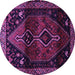 Round Machine Washable Persian Purple Traditional Area Rugs, wshtr3059pur