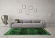 Machine Washable Persian Emerald Green Traditional Area Rugs in a Living Room,, wshtr3059emgrn