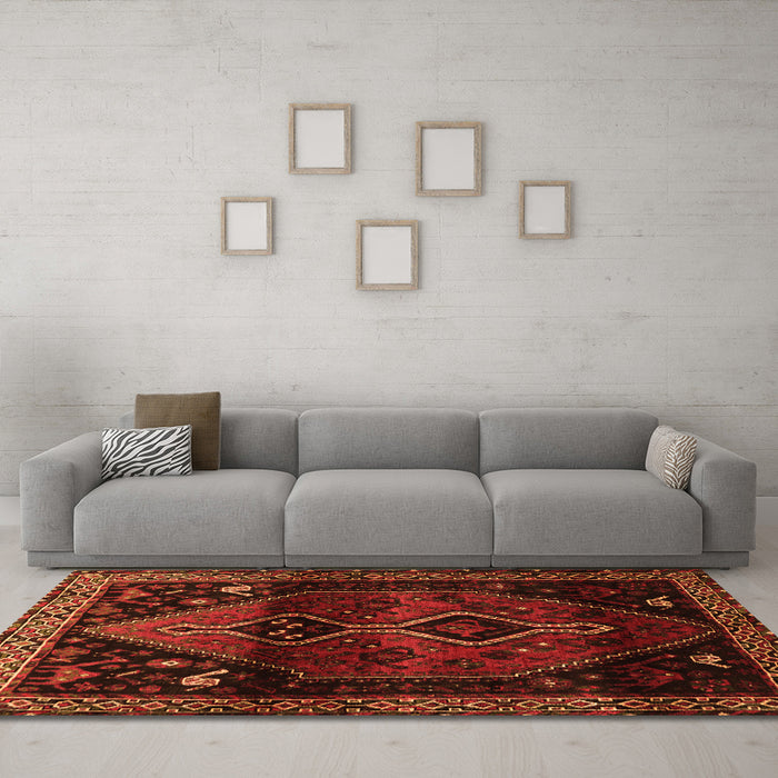 Machine Washable Persian Orange Traditional Area Rugs in a Living Room, wshtr3059org