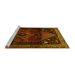 Sideview of Machine Washable Persian Yellow Traditional Rug, wshtr3059yw