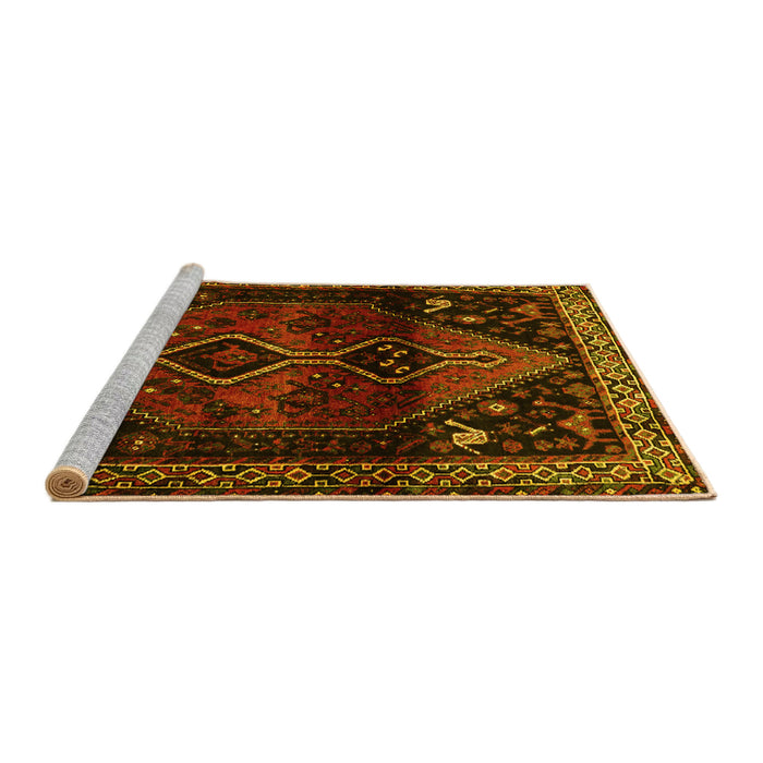 Sideview of Machine Washable Persian Yellow Traditional Rug, wshtr3059yw