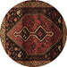 Round Machine Washable Persian Brown Traditional Rug, wshtr3059brn