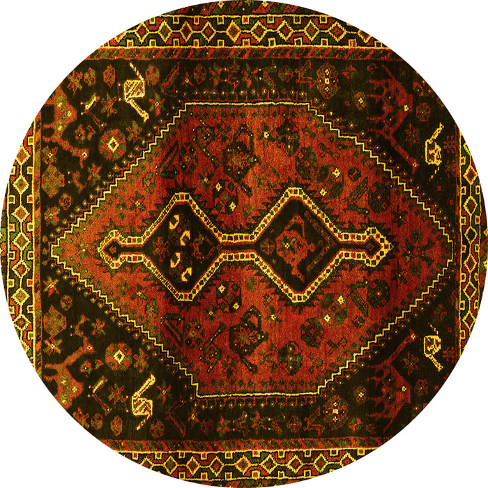 Round Persian Yellow Traditional Rug, tr3059yw