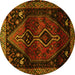 Round Persian Yellow Traditional Rug, tr3059yw
