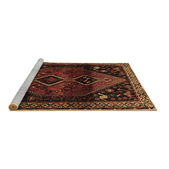 Sideview of Machine Washable Persian Brown Traditional Rug, wshtr3059brn