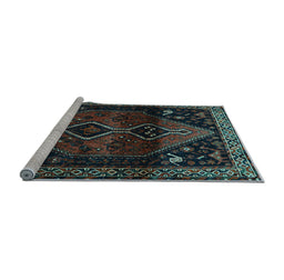 Sideview of Machine Washable Persian Light Blue Traditional Rug, wshtr3059lblu