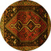 Round Machine Washable Persian Yellow Traditional Rug, wshtr3059yw