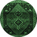 Round Persian Emerald Green Traditional Rug, tr3059emgrn