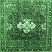 Square Machine Washable Persian Emerald Green Traditional Area Rugs, wshtr305emgrn