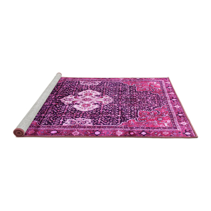 Sideview of Machine Washable Persian Pink Traditional Rug, wshtr305pnk