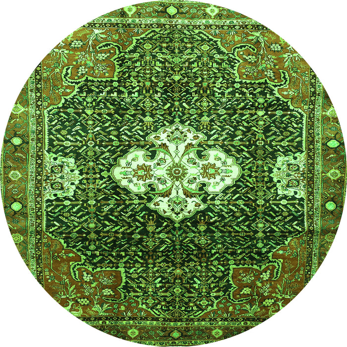 Square Persian Green Traditional Rug, tr305grn