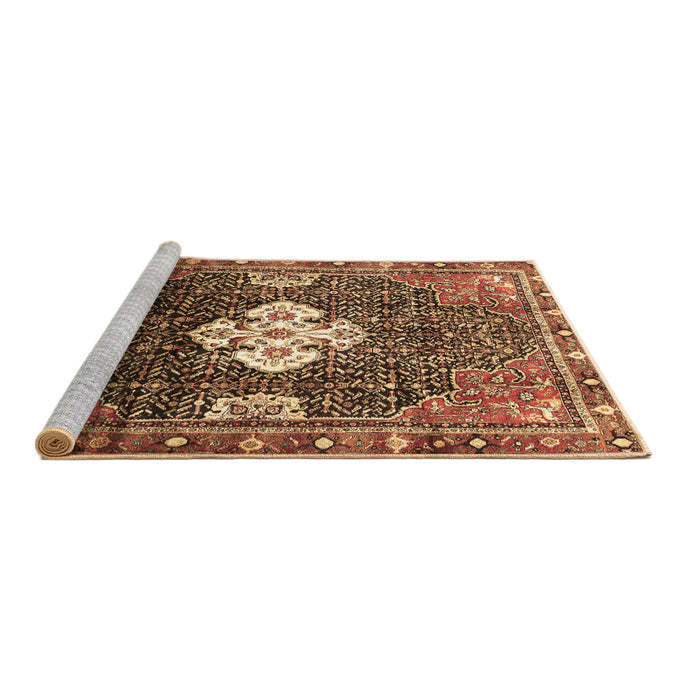 Sideview of Machine Washable Persian Brown Traditional Rug, wshtr305brn