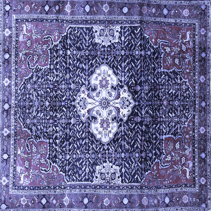 Square Machine Washable Persian Blue Traditional Rug, wshtr305blu
