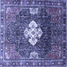 Square Machine Washable Persian Blue Traditional Rug, wshtr305blu