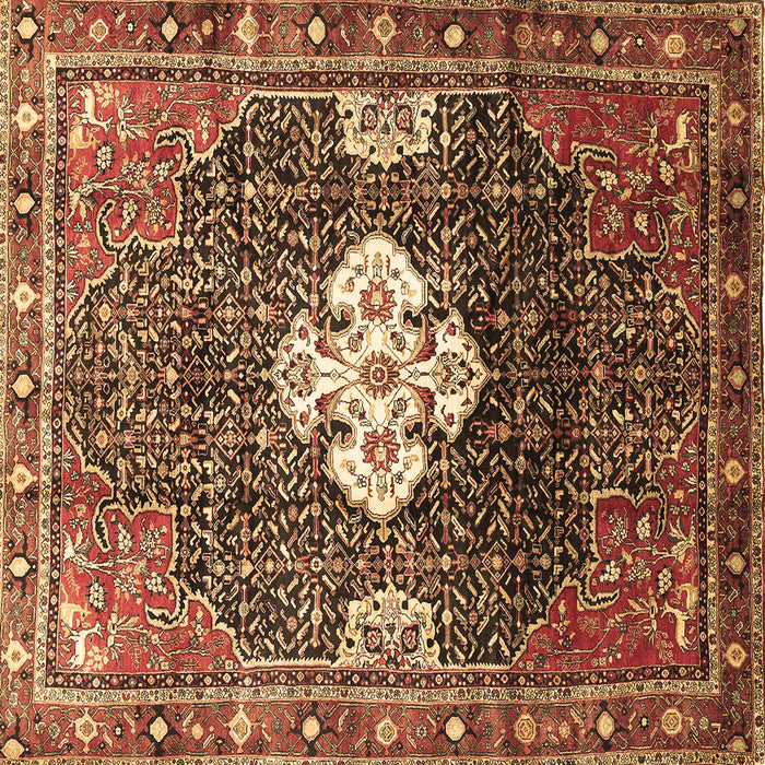 Square Machine Washable Persian Brown Traditional Rug, wshtr305brn