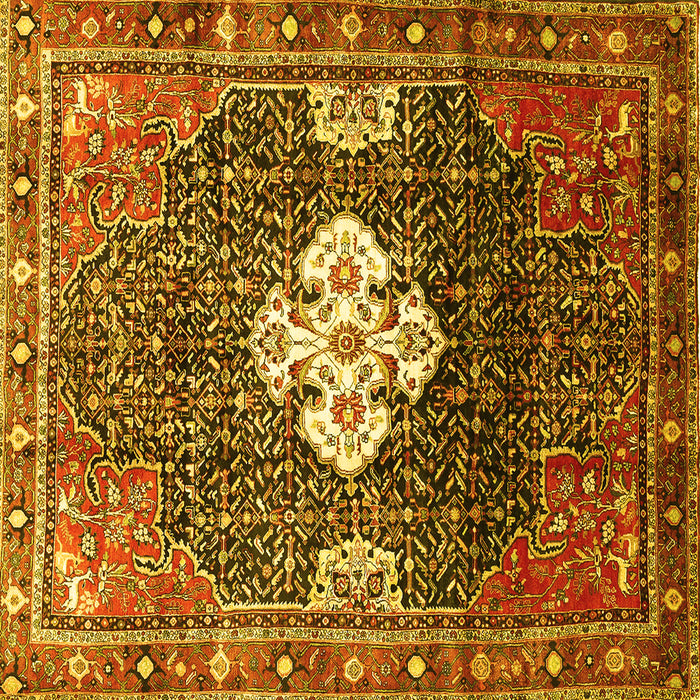 Square Machine Washable Persian Yellow Traditional Rug, wshtr305yw