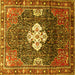 Square Machine Washable Persian Yellow Traditional Rug, wshtr305yw