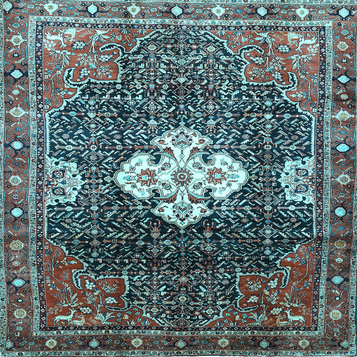 Square Machine Washable Persian Light Blue Traditional Rug, wshtr305lblu