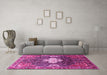 Machine Washable Persian Pink Traditional Rug in a Living Room, wshtr305pnk