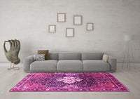 Machine Washable Persian Pink Traditional Rug, wshtr305pnk