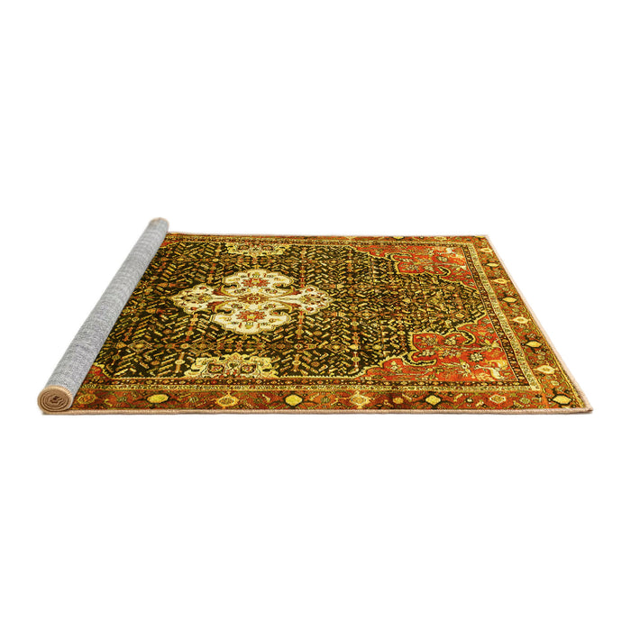 Sideview of Machine Washable Persian Yellow Traditional Rug, wshtr305yw