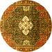 Round Machine Washable Persian Yellow Traditional Rug, wshtr305yw