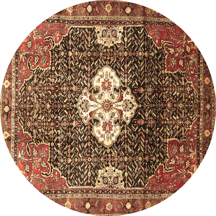 Round Persian Brown Traditional Rug, tr305brn