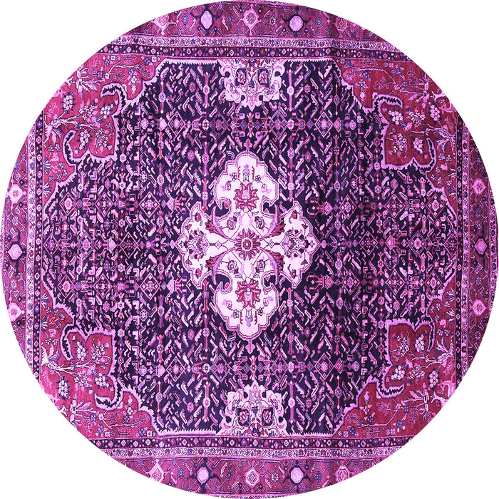 Round Machine Washable Persian Purple Traditional Area Rugs, wshtr305pur