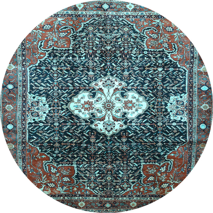 Round Machine Washable Persian Light Blue Traditional Rug, wshtr305lblu