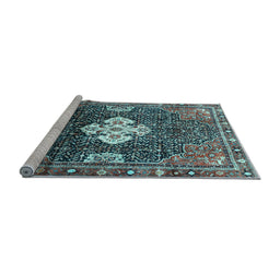 Sideview of Machine Washable Persian Light Blue Traditional Rug, wshtr305lblu