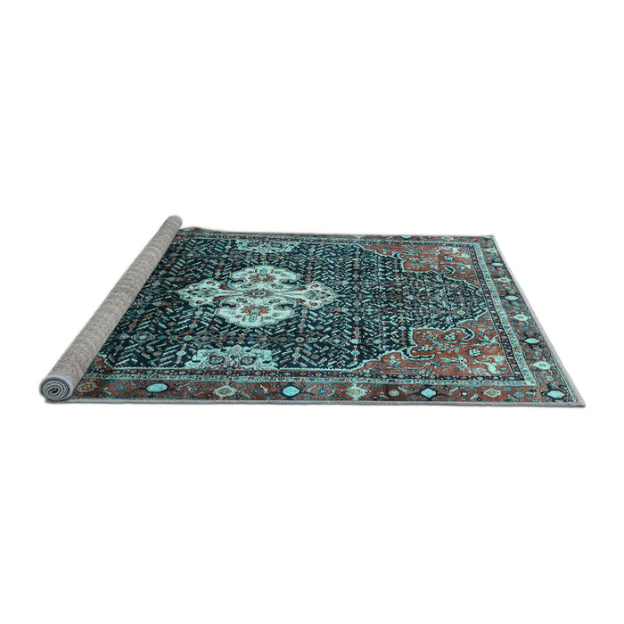 Sideview of Machine Washable Persian Light Blue Traditional Rug, wshtr305lblu