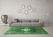 Machine Washable Persian Emerald Green Traditional Area Rugs in a Living Room,, wshtr305emgrn