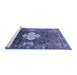 Sideview of Machine Washable Persian Blue Traditional Rug, wshtr305blu