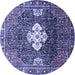 Round Machine Washable Persian Blue Traditional Rug, wshtr305blu