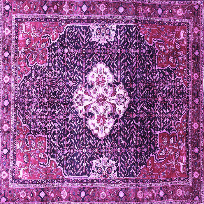 Square Machine Washable Persian Purple Traditional Area Rugs, wshtr305pur