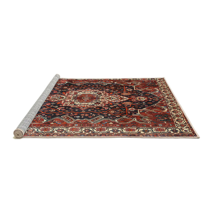 Sideview of Machine Washable Traditional Saffron Red Rug, wshtr306