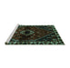 Sideview of Machine Washable Persian Turquoise Traditional Area Rugs, wshtr3060turq