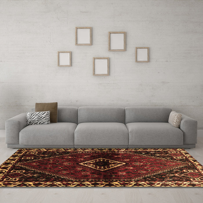 Machine Washable Persian Brown Traditional Rug in a Living Room,, wshtr3060brn