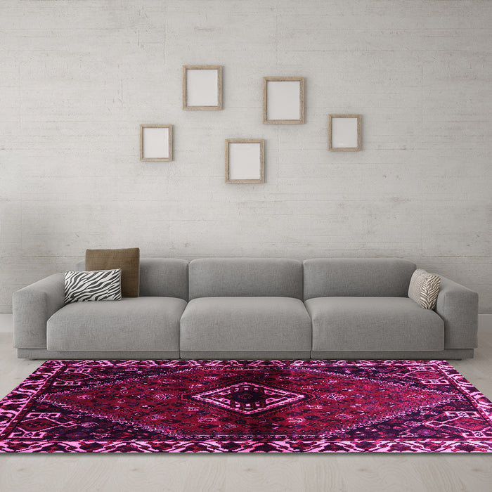 Machine Washable Persian Pink Traditional Rug in a Living Room, wshtr3060pnk