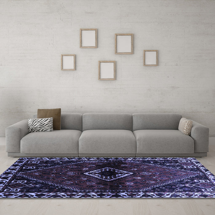Machine Washable Persian Blue Traditional Rug in a Living Room, wshtr3060blu