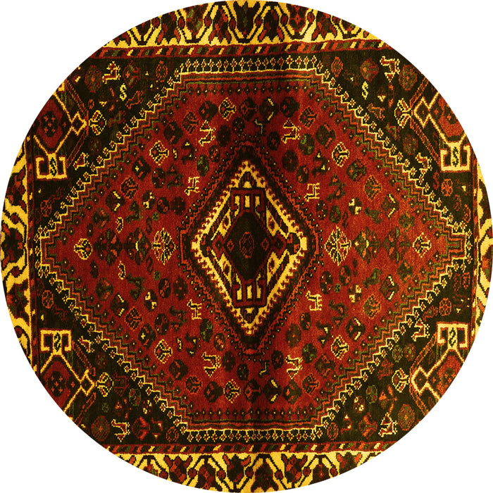 Round Persian Yellow Traditional Rug, tr3060yw