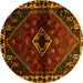 Round Persian Yellow Traditional Rug, tr3060yw