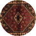 Round Machine Washable Persian Brown Traditional Rug, wshtr3060brn