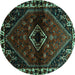 Round Persian Turquoise Traditional Rug, tr3060turq