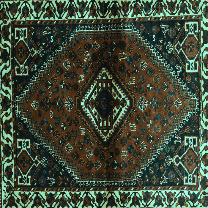 Square Machine Washable Persian Turquoise Traditional Area Rugs, wshtr3060turq