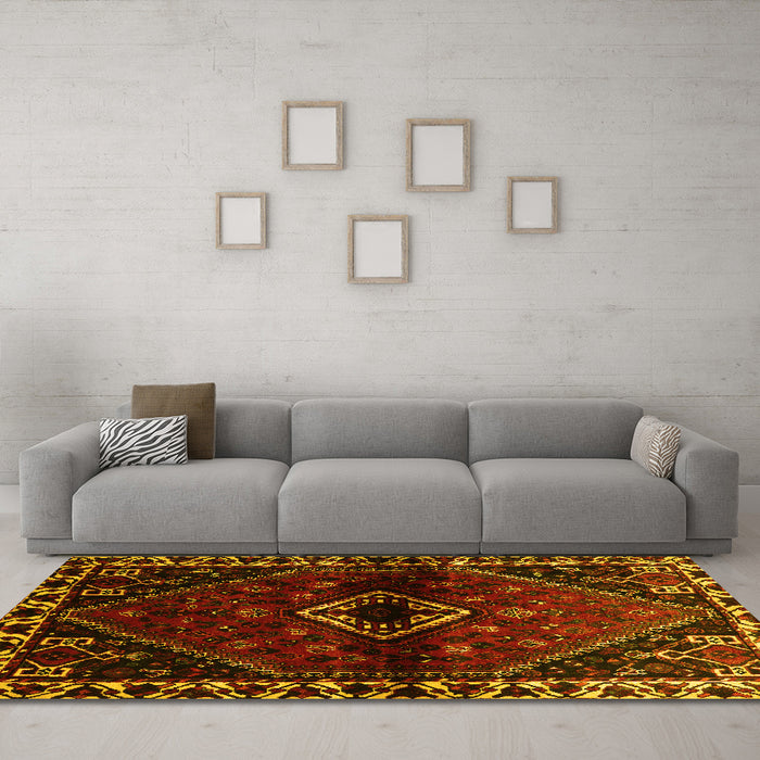 Machine Washable Persian Yellow Traditional Rug in a Living Room, wshtr3060yw