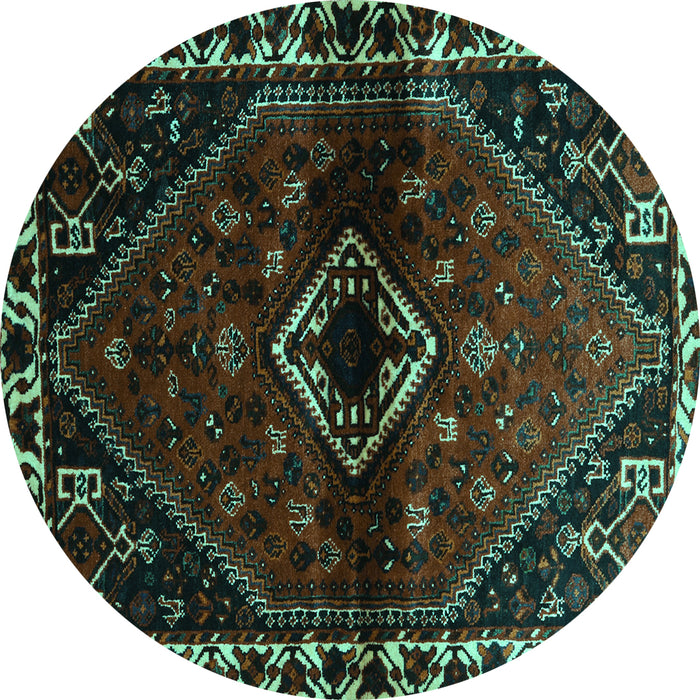 Round Machine Washable Persian Turquoise Traditional Area Rugs, wshtr3060turq