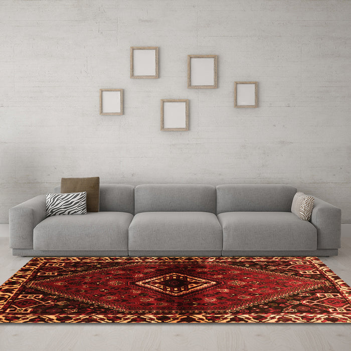 Machine Washable Persian Orange Traditional Area Rugs in a Living Room, wshtr3060org