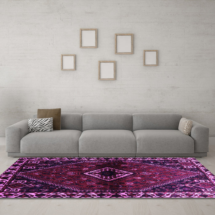 Machine Washable Persian Purple Traditional Area Rugs in a Living Room, wshtr3060pur