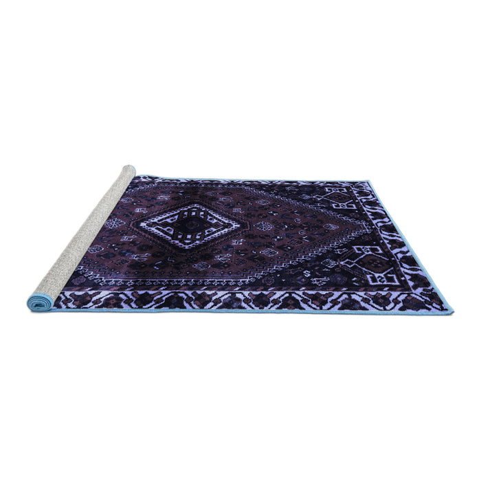 Sideview of Machine Washable Persian Blue Traditional Rug, wshtr3060blu